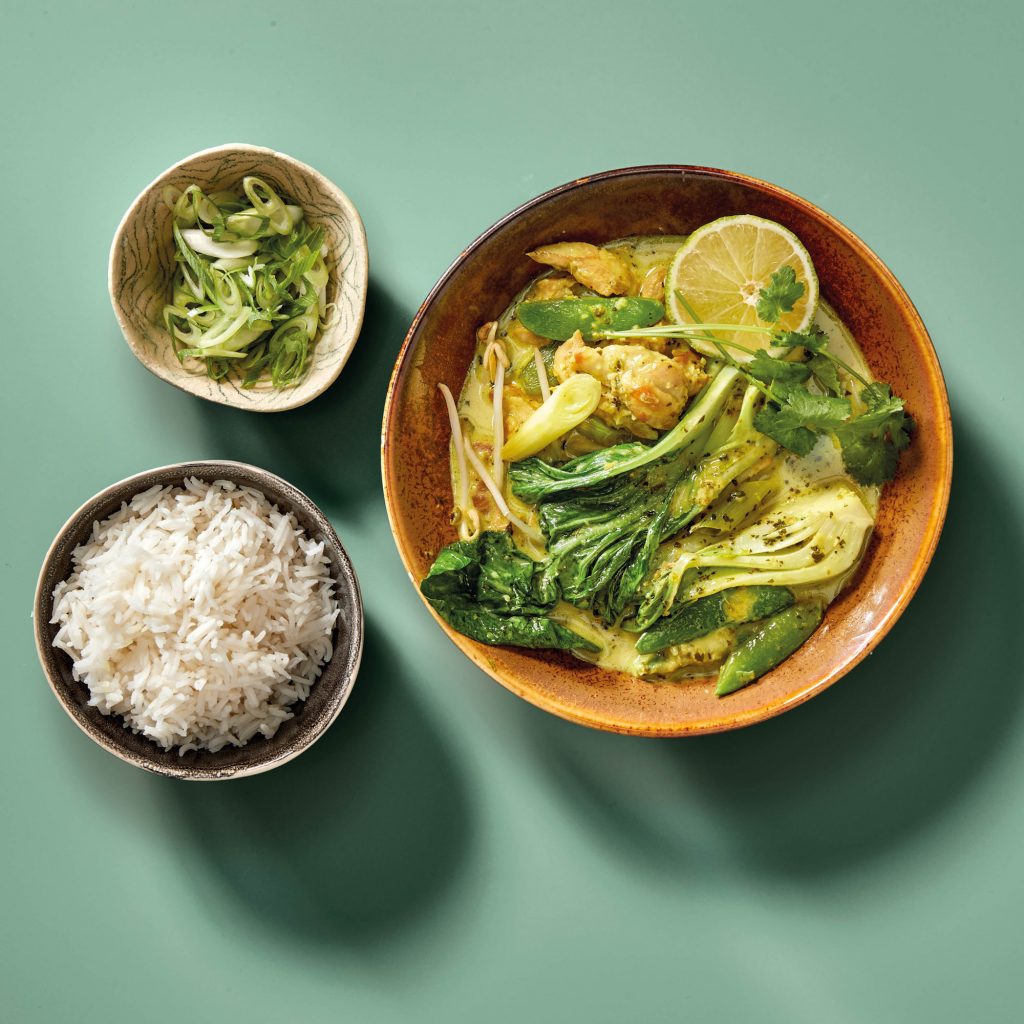 Groene Faia curry met kip en limoen